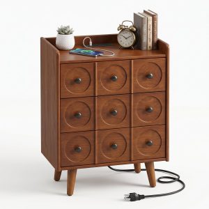 3-Drawer Nightstand with Charging Station