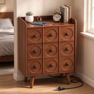 3-drawer nightstand with charging station by HISUKOY