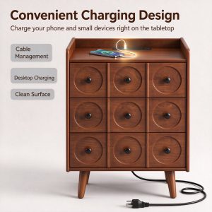 3-drawer nightstand with charging station by HISUKOY