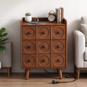 3-drawer nightstand with charging station by HISUKOY