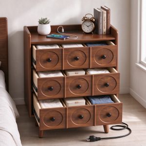 3-drawer nightstand with charging station by HISUKOY